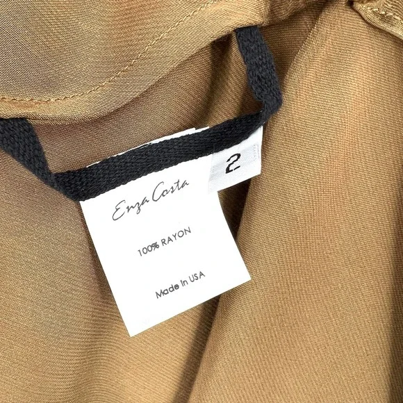 ENZA COSTA Dress Womens Medium Fatigue Satin Bias Slip Maxi Spaghetti Strap NWOT - Picture 10 of 15